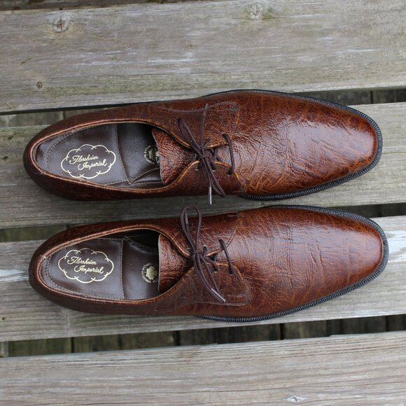 EUC Vtg 70s Florsheim Antelope Leather Derby, Men's 10.5 Narrow, Made in Canada - Picture 8 of 15